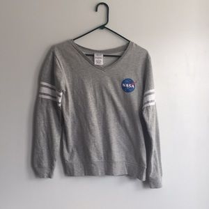NASA Pullover stripe gray long sleeve size small